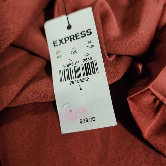 NEW EXPRESS Maxi Slip Dress Large Sliy Rust Ruffle Straps NWT‎ $98 - Picture 11 of 14